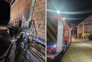 Ação rápida de vizinhos evita incêndio de grandes proporções em madeireira de Presidente Getúlio