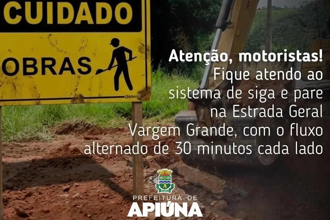 Sistema de “siga e pare” é implantado na Estrada Geral Vargem Grande para obras de melhoria