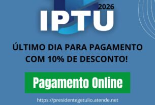 Atenção, Getulense: Prazo para pagar IPTU com 10% de desconto vence nesta terça-feira (10)