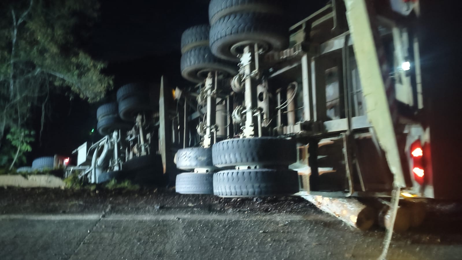 Motorista morre após caminhão carregado com toras tombar na BR-470, em Ibirama