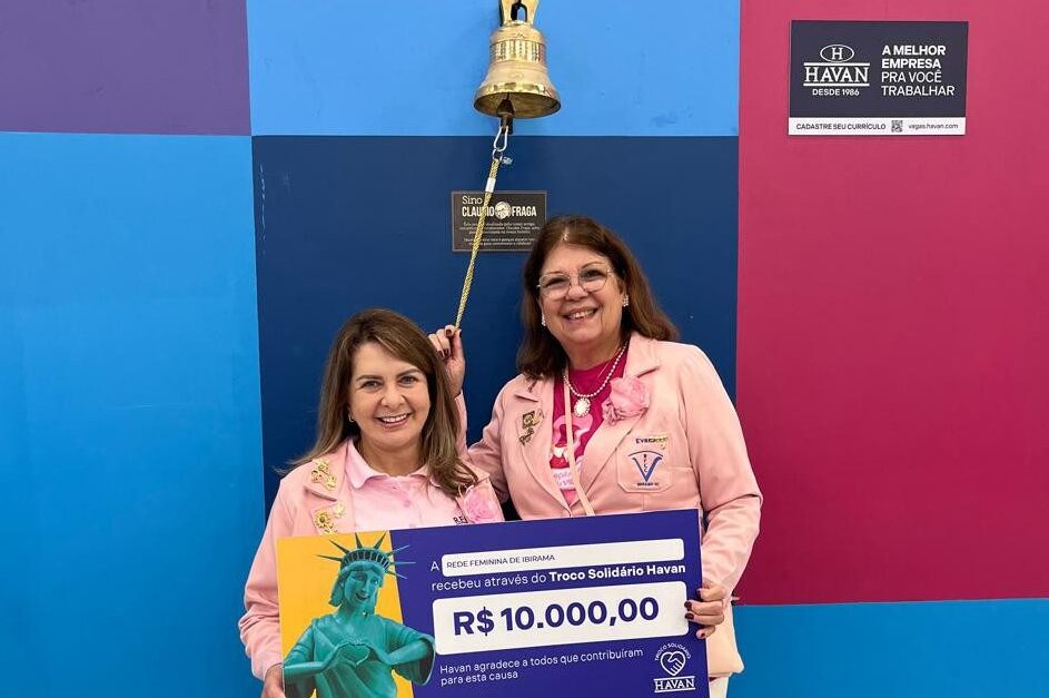 Rede Feminina de Ibirama recebe R$ 10 mil do Troco Solidário da Havan