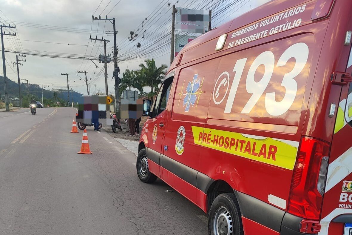 Motociclista fica ferido em colisão na SC-340, em Presidente Getúlio